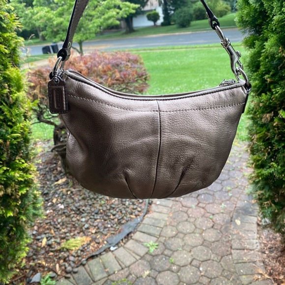 Coach Pewter Leather Shoulder Bag - Picture 5 of 12